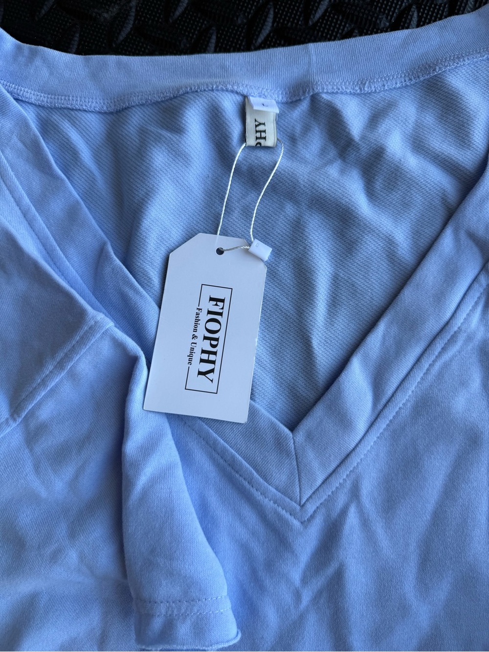 NWT Shorts & Tee Set! Light Blue V-Neck Women's Top - Picture 2 of 4